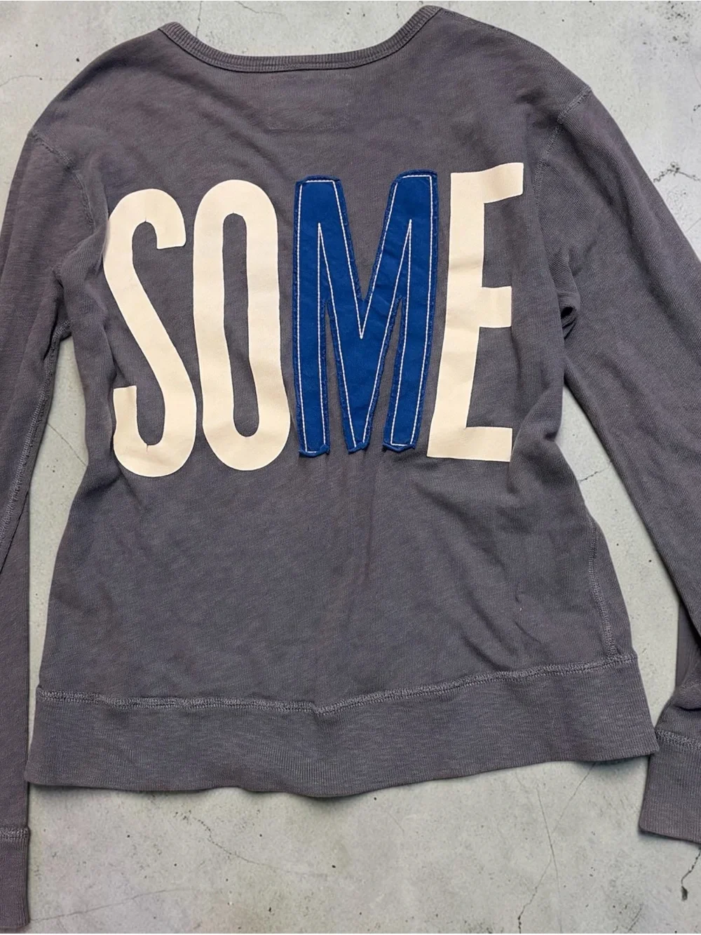 Crewcuts Slate Gray Sweatshirt with Cream & Blue Lettering and glow in the dark